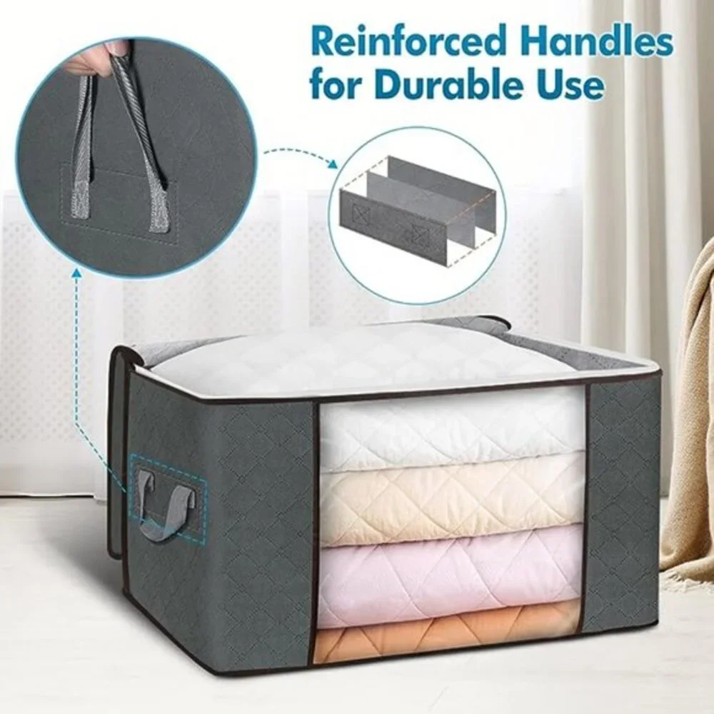 90L Large Storage Bags, 6‎ Pack Clothes Storage Bins Foldable Closet Organizers